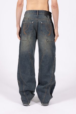 CUT BLUE DENIM UNISEX - Vaqueros boyfriend - blue