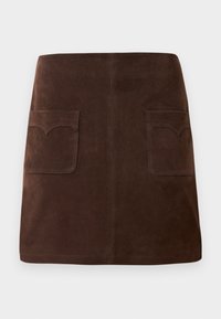 JAIME  - Leather skirt - dark chocolate
