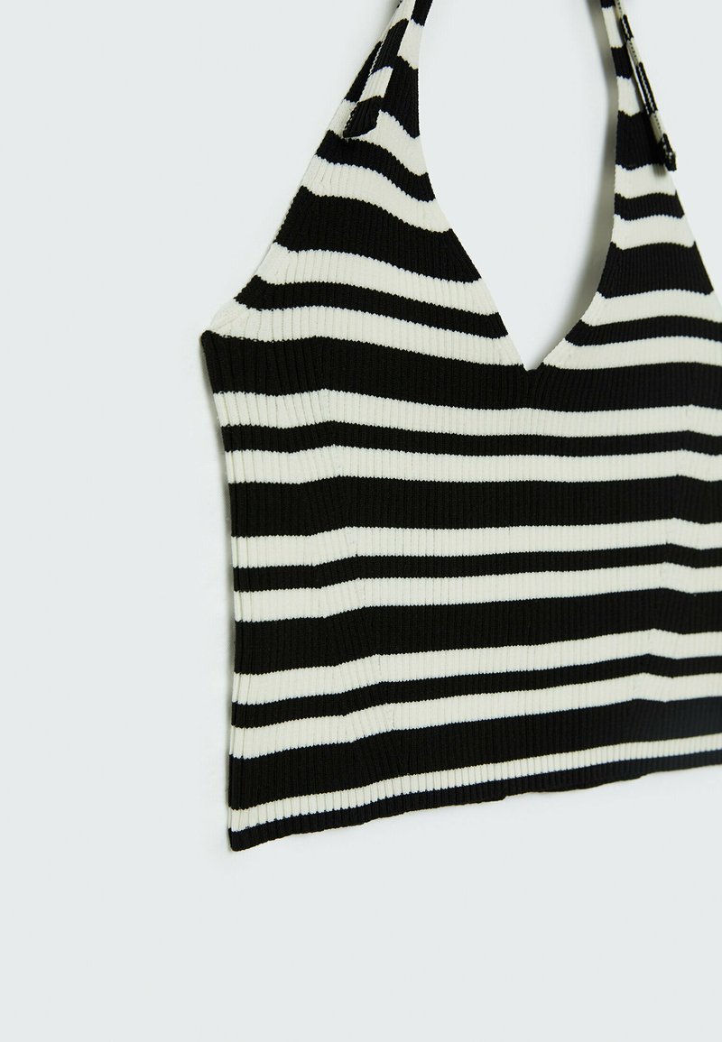 Damen T-Shirts | Stradivarius GESTREIFTES NECKHOLDER Top black/schwarz - OR14999 Damen T-Shirts | Stradivarius GESTREIFTES NECKHOLDER Top black/schwarz - OR14999