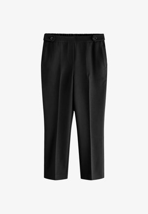 Melnas, līdz ceļiem garas bikses, izgatavotas no gludas auduma. Tām ir elastīga jostasvieta ar diviem dekoratīviem pogām un sānu kabatām.