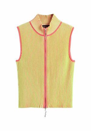 Desigual, IRIDESCENT KNIT ZIP-UP T-SHIRT - Vesta - yellow