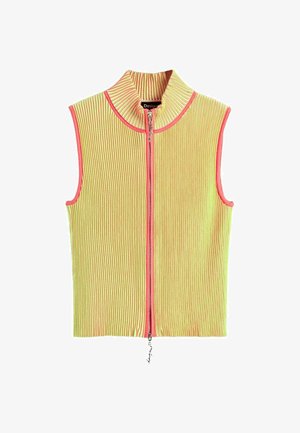 Desigual, IRIDESCENT KNIT ZIP-UP T-SHIRT - Weste - yellow