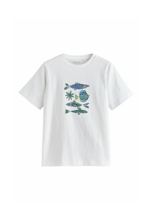Next, PETITE FIT - ITALY TUSCANY GRAPHIC HEAVYWEIGHT SHORT SLEEVE CREW NECK  - Print T-shirt - white fish graphic
