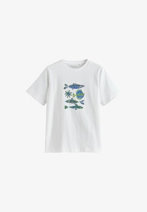 Next, PETITE FIT - ITALY TUSCANY GRAPHIC HEAVYWEIGHT SHORT SLEEVE CREW NECK - Print T-shirt - white fish graphic