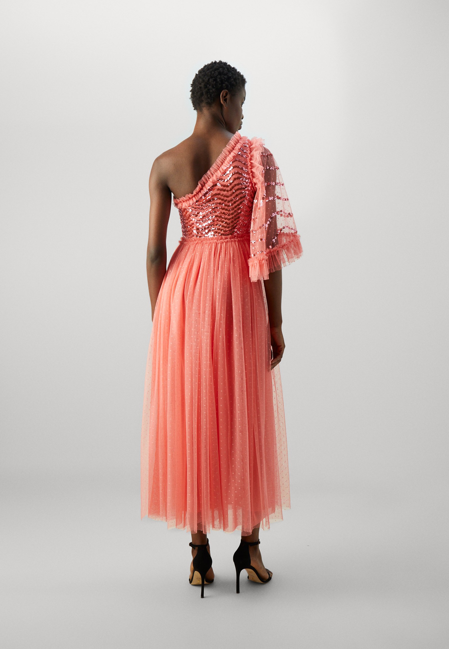 Needle & Thread SHIMMER WAVE BODICE ONE SHOULDER ANKLE GOWN