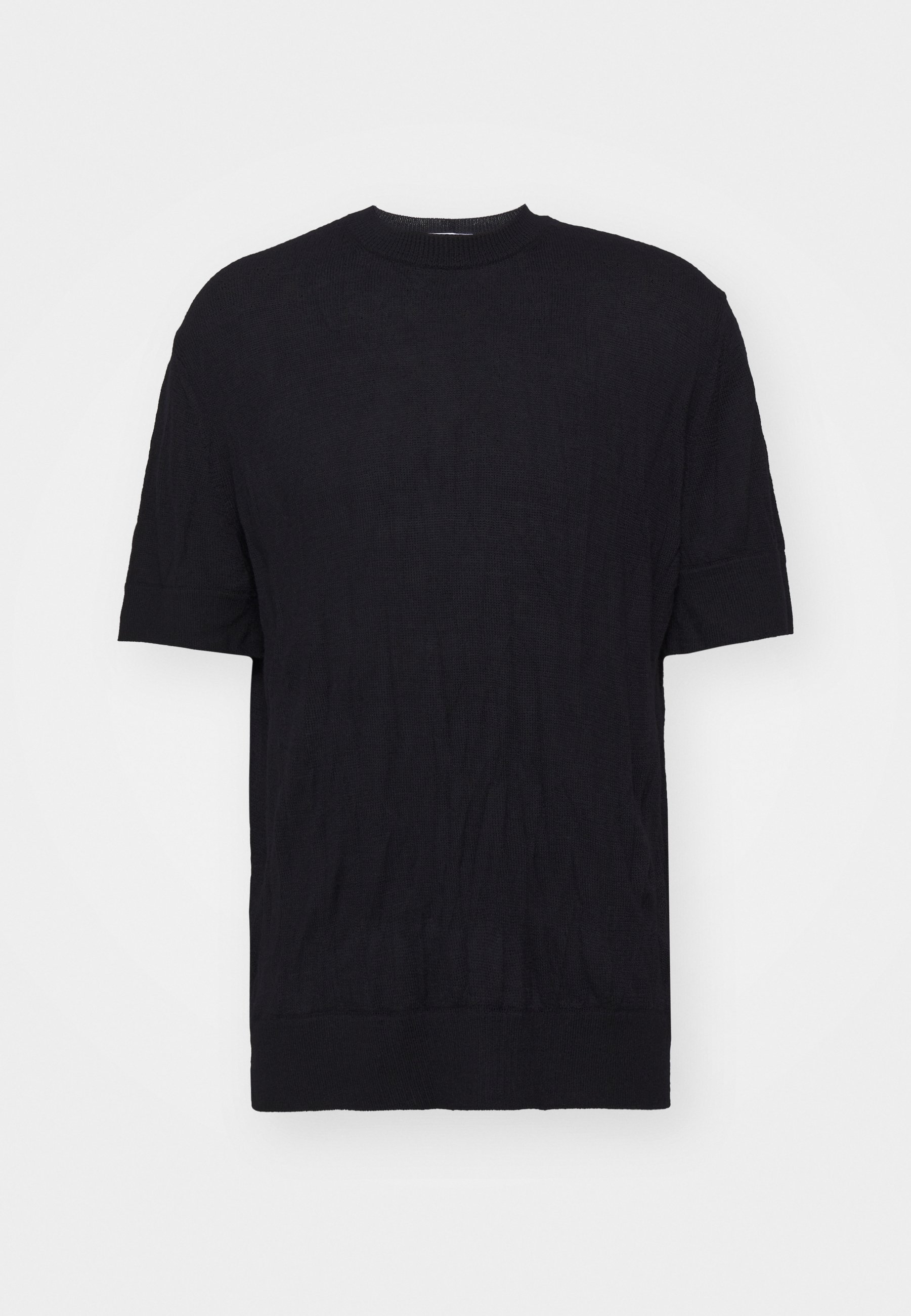 Tシャツ・カットソー HELMUT LANG Men T-shirt Black O02HM701 001 Helmut Lang Crushed Knit Tee - Black (Fine Gauge) - O02HM701
