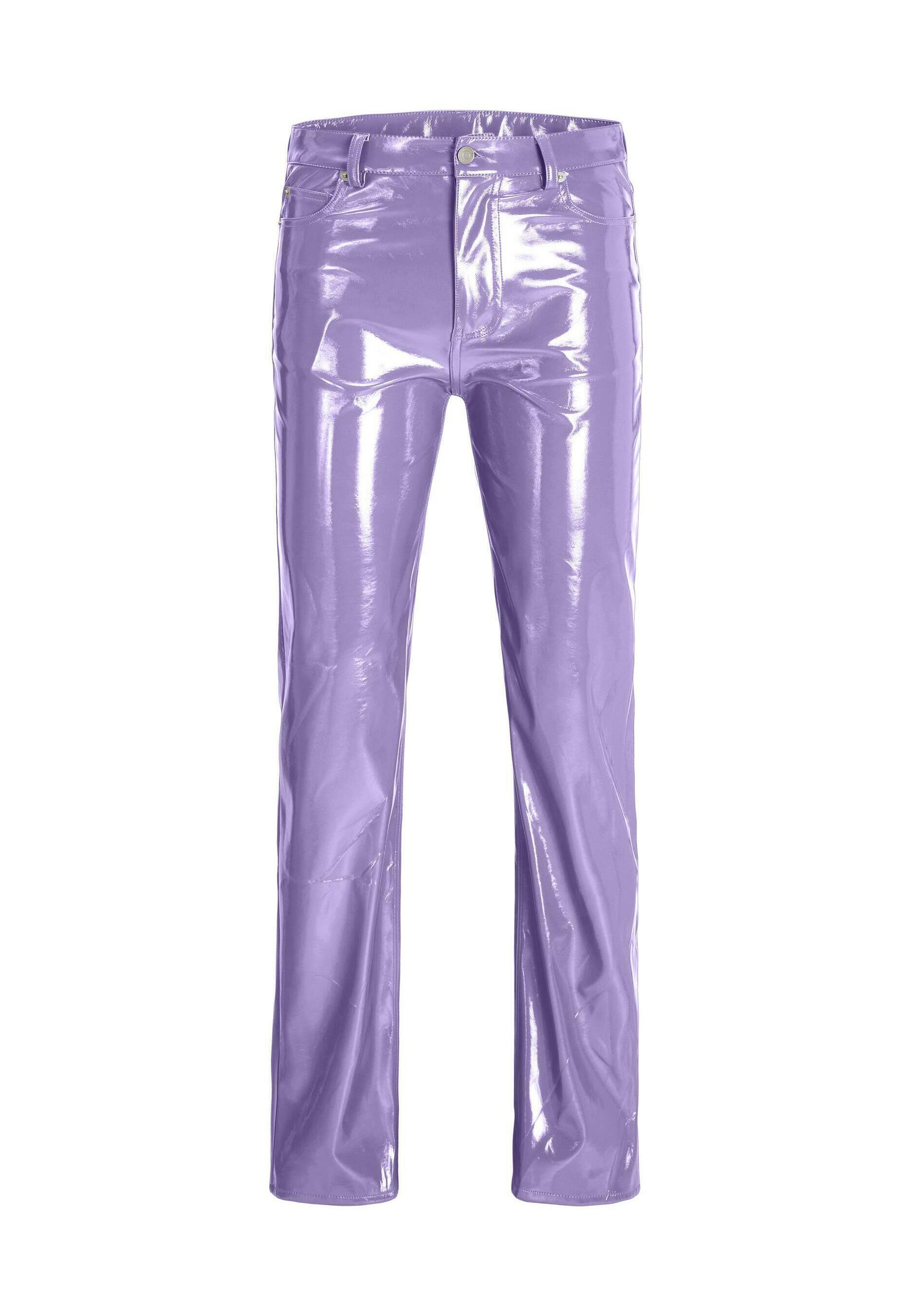 STRAIGHT LEAT NOOS - Trousers - purple 