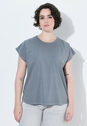 Ulla Popken PLEATED SHOULDER CAP SLEEVE TEE - T-Shirt basic - grey