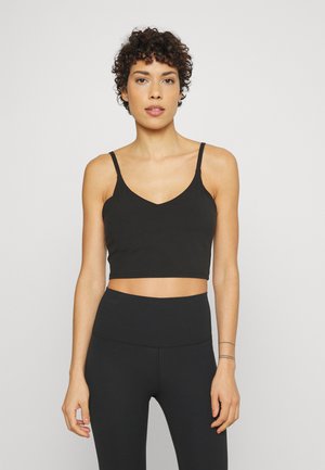 ELATION V-NECK CROP A-C - Lengvai krūtinę prilaikanti sportinė liemenėlė - black