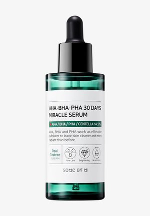 Dark green glass dropper bottle with a black cap. Label features product name, ingredients, and icons for benefits. Sleek, modern design.