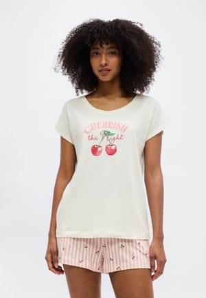LASCANA SHORTY COZY DREAMS - Pyžamová súprava - ecru/rose