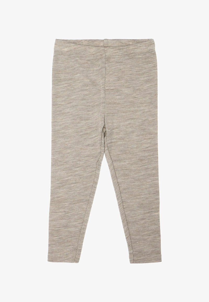 Light gray leggings made of a soft, stretchy fabric. Features a fitted design with a smooth waistband and tapered legs. No patterns or accents.