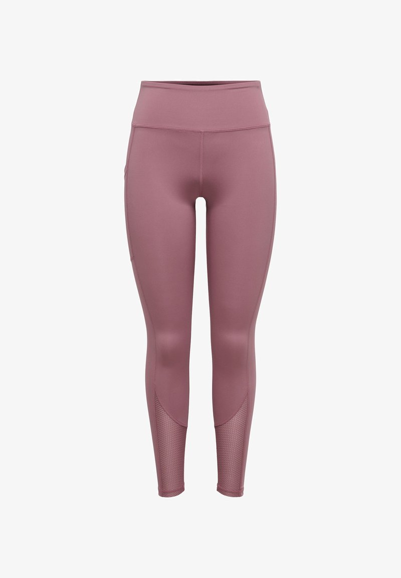 Κολάν σε απαλή μοβ απόχρωση, κατασκευασμένο από απαλό ύφασμα με ψηλή μέση και διακοσμητικά δίχτυ στα κάτω πλαϊνά μέρη.