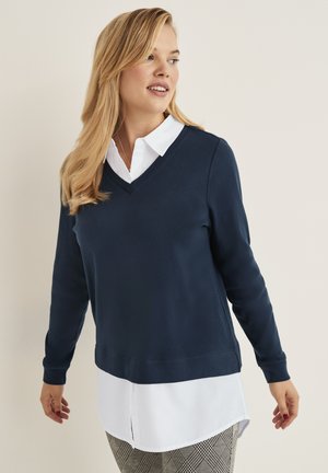 WITH SEWN COLLAR - Långärmad tröja - navy