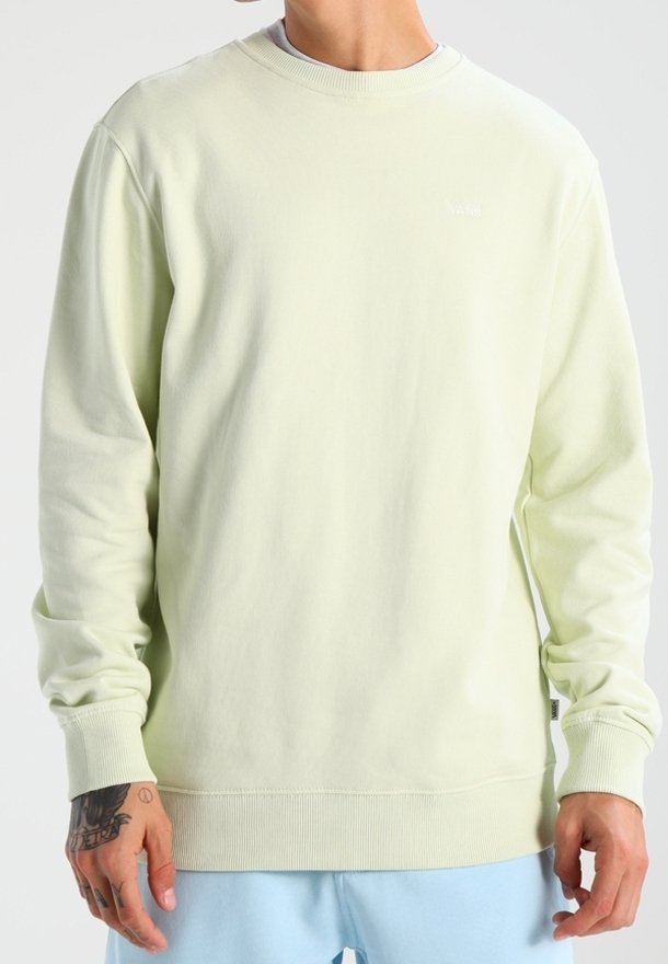 Sweat-shirt vert clair avec un col rond, des poignets et un ourlet côtelés, et un petit logo blanc sur la poitrine. Fabriqué en tissu doux et lisse.