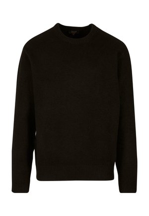 Pull noir chocolat, col rond, en tissu doux. Doté de poignets et d'un ourlet côtelés. Design simple et ajusté avec des manches longues.