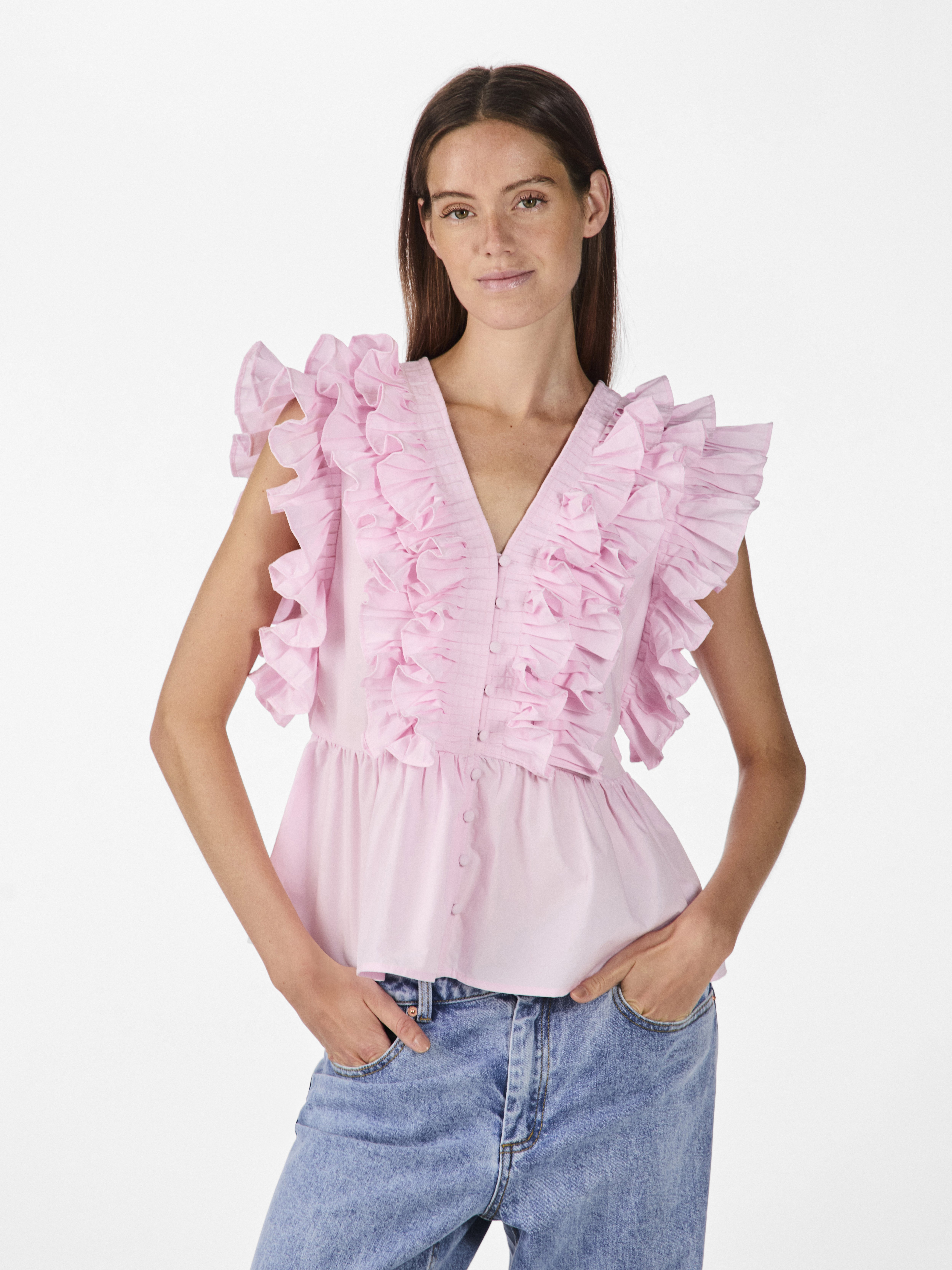 YAS YASRUNA RUFFLE - Blus - cherry blossom/ljusrosa - Zalando.se