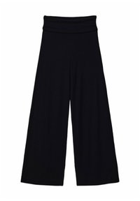 Stradivarius WIDE-WITH FOLD-DOWN WAIST - Kalhoty - black
