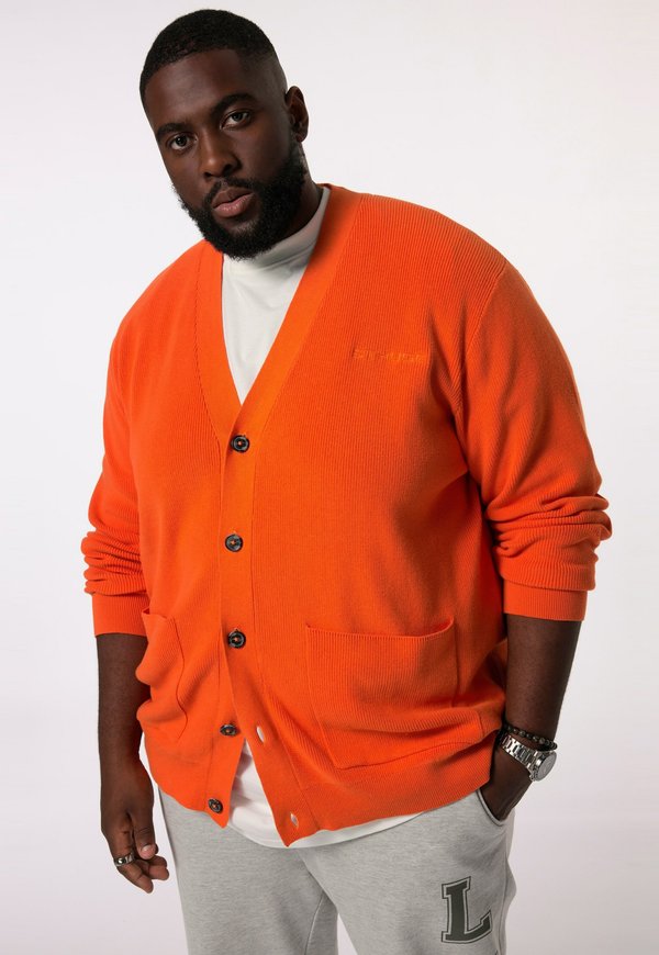 V AUSSCHNITT BIS 8 XL - Strickjacke - orange