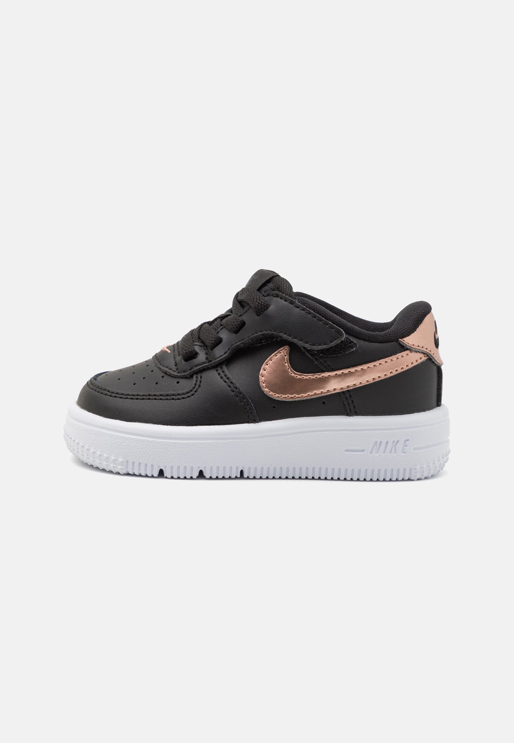 black nike shoes with rose gold swoosh
