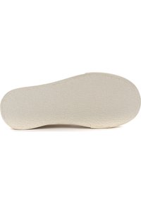 Suola di scarpa in gomma bianca con un motivo testurizzato e ondulato. Bordi arrotondati e finitura liscia, progettata per aderenza e comfort.