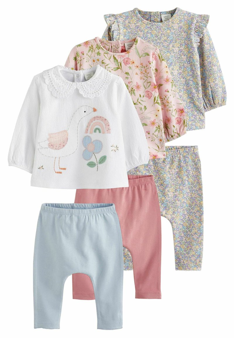 Next 6 PIECE SET STANDARD - Retuusid - püksid - pink blue cream floral duck