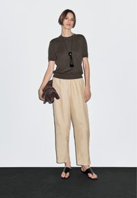 Massimo Dutti SHORT-SLEEVE  - Basic T-shirt - mottled dark brown
