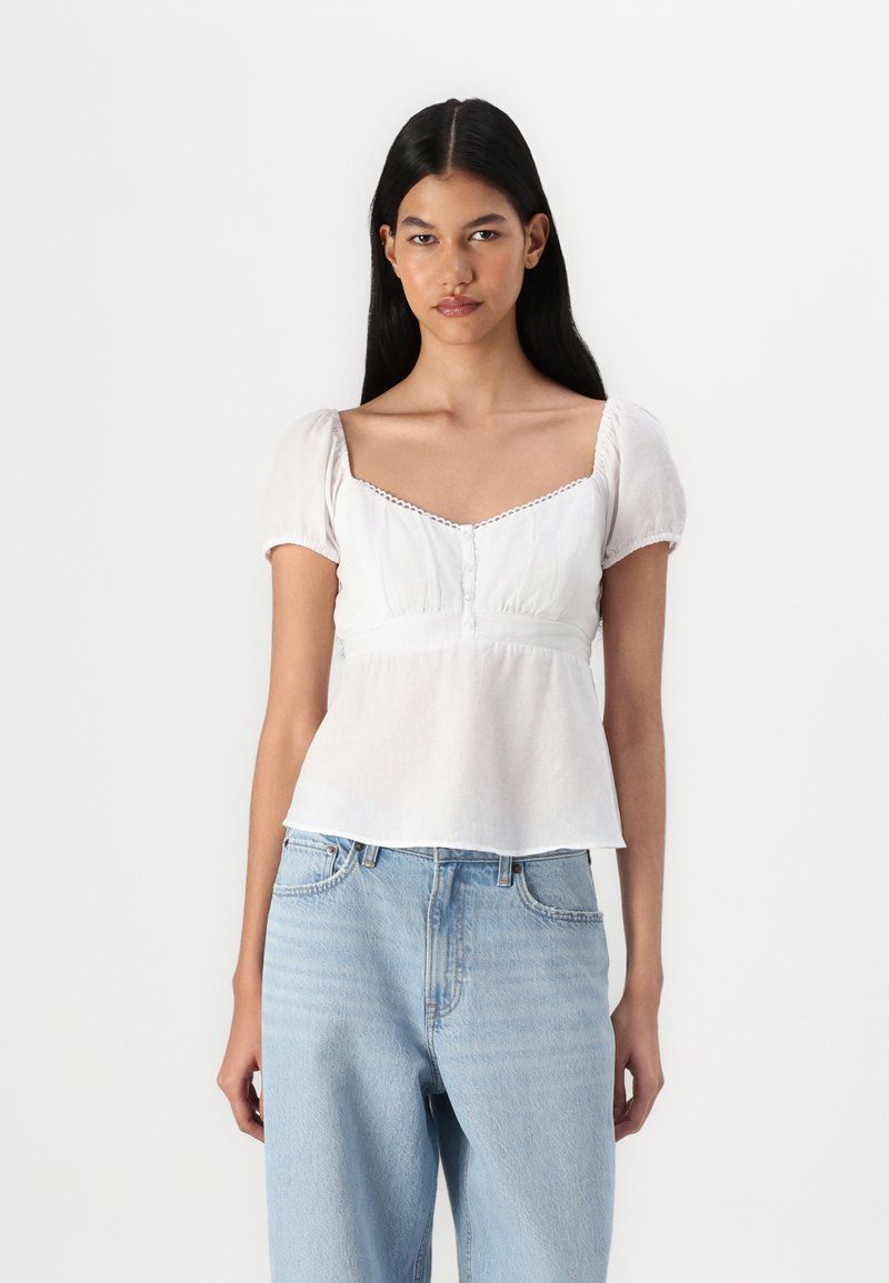 Hollister Co. Easy Babydoll Top - Μπλούζα - bright white