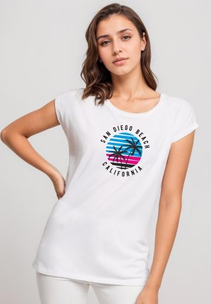 CLASSIC ROLL UP  D-SANBE - Print T-shirt - white