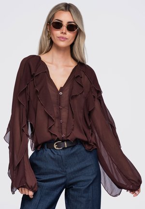 Ombre, BLOUSE OW-TS-E0092 - Blouse - dark brown