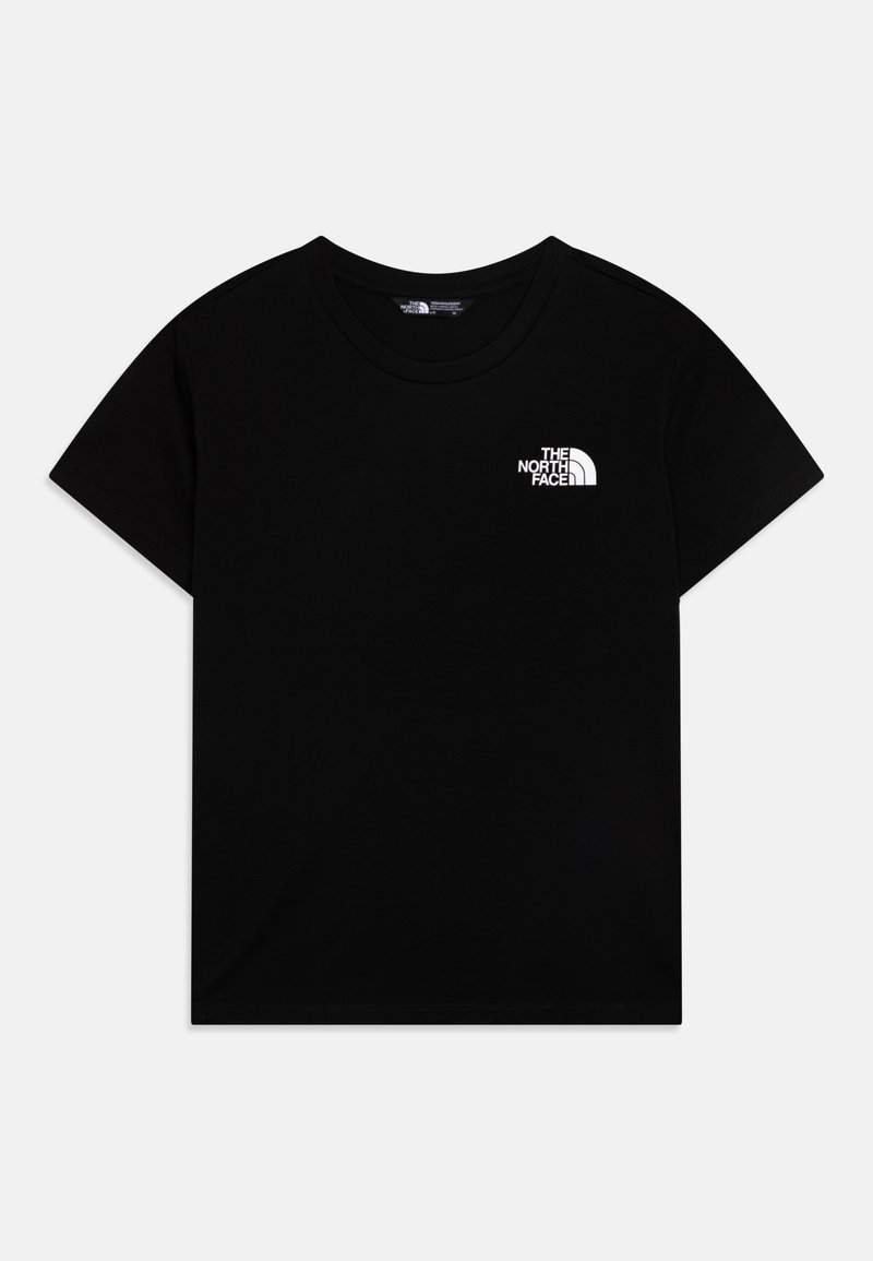 Fekete pamut póló rövid ujjakkal. A bal mellrészen a "The North Face" fehér logója található. Klasszikus kerek nyakú kialakítás.