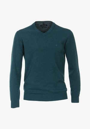 MIT V-AUSSCHNITT - Sweatshirt - aqua petrol