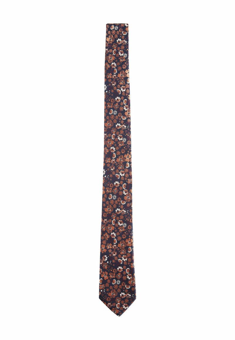 Next PATTERN SLIM - Kaklaraištis - navy blue rust orange floral