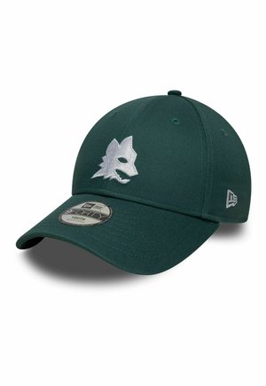 Dark green adjustable youth baseball cap with silver wolf logo on the front and New Era logo on the side.