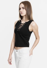 Urban Classics LADIES LACE UP CROPPED TOP - Top - black