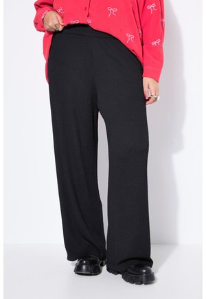 WIDE LEGS TEXTURE ELASTICATED WAISTBAND - Broek - black