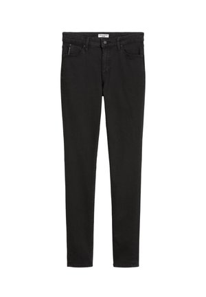 Zwarte denim jeans met een slim fit, voorzien van twee zijzakken en één achterzak. De stof heeft een gladde, lichtjes gestructureerde uitstraling.