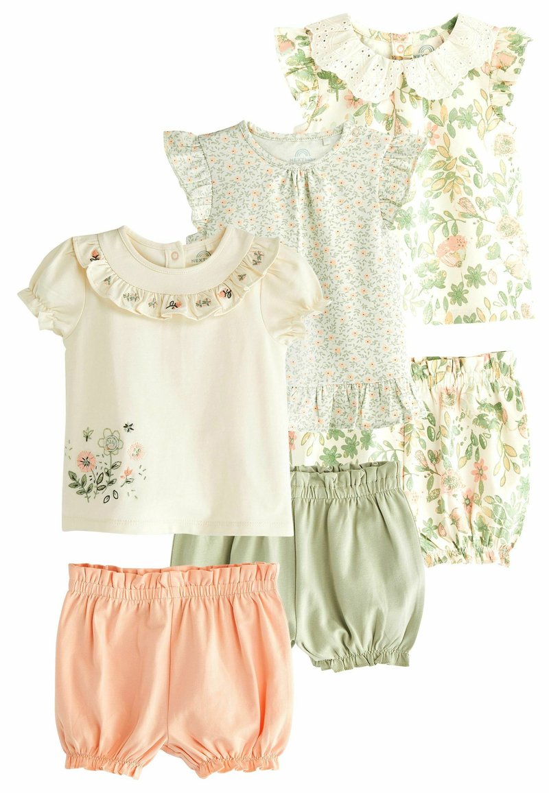 Next 6 PIECE BABY TSHIRTS AND SHORTS SET Šortky green pink floral