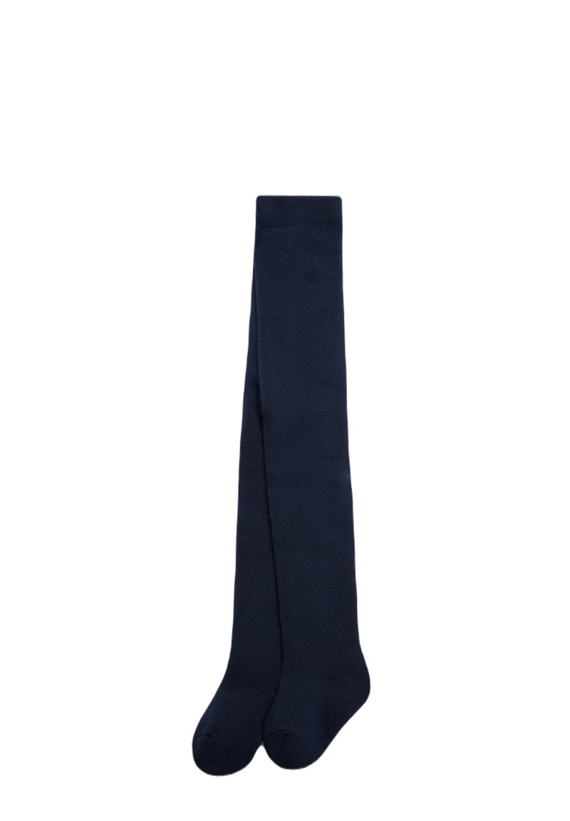 Calcetines hasta la rodilla en color navy, hechos de un material suave y elástico; diseño sin costuras con punta redondeada para mayor comodidad y un ajuste ceñido.