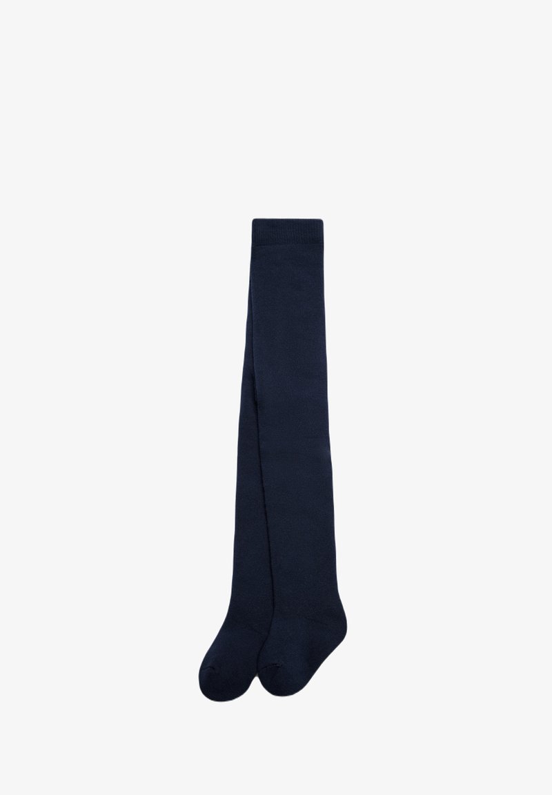 Calcetines hasta la rodilla en color navy, hechos de un material suave y elástico; diseño sin costuras con punta redondeada para mayor comodidad y un ajuste ceñido.