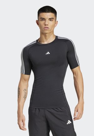 adidas Performance TECHFIT COMPRESSION 3-STRIPES - Sports T-shirts - black