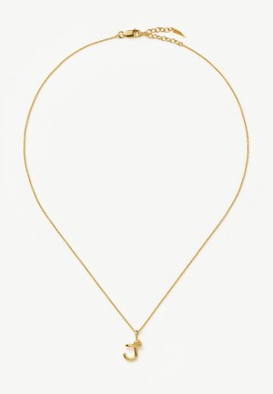 Õrn kuldse ketiga kaelakee, millel on väike kuldne täht "J" ripats ja lõhesabadest sulgur reguleeritavate linkidega.