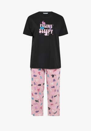 Yours Clothing, WOMEN'S PYJAMAS SET - Nachtwäsche Set - black