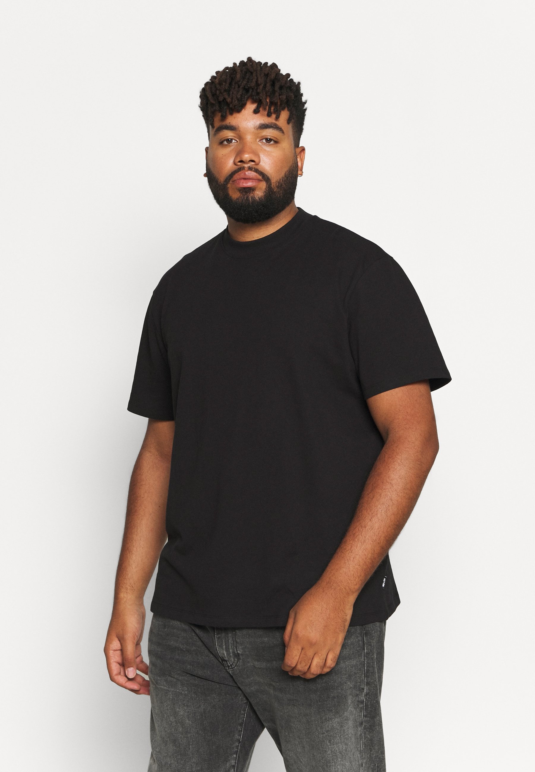 MOCK NECK TEE - Basic T-shirt - black 