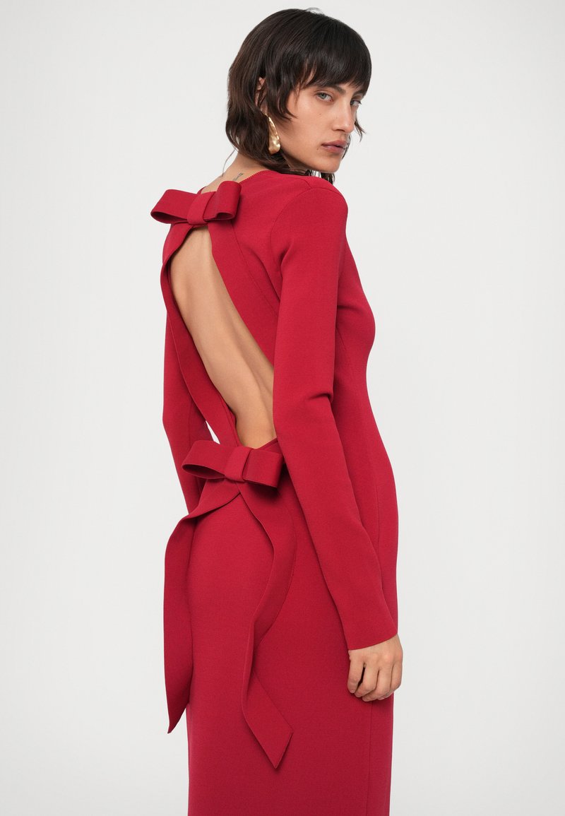 open lace back dress donna dress in red – lune de miel lingerie