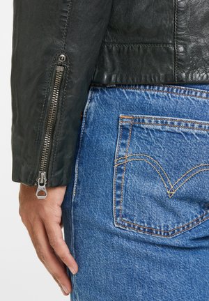 GMREMKO RF - Leather jacket - dark olive