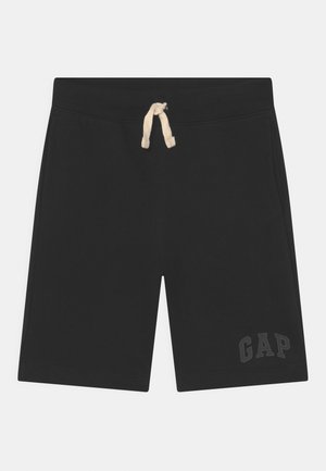 Czarne, sięgające do kolan szorty z białym sznurkiem i logo ""GAP"" na dole prawej nogawki.