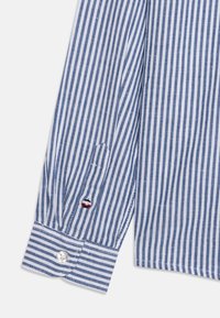 Pasiasta koszula z długim rękawem w niebiesko-białe paski, wykonana z bawełny. Posiada zapięcie na guzik na mankietach, dopasowany krój oraz małe logo na rękawie.