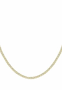 Goldfarbene Metallkettengliedkette mit ovalen Gliedern, die über eine glatte Oberfläche und ein einheitliches Design verfügt, geeignet für verschiedene Stile und Anlässe.