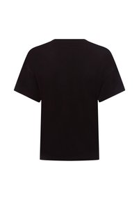 T-shirt noir à manches courtes avec col rond, présenté de dos sur un fond blanc.
